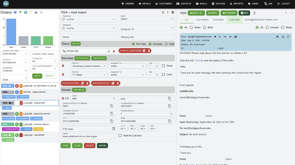Import Helpers operations platform: orders, details, and emails